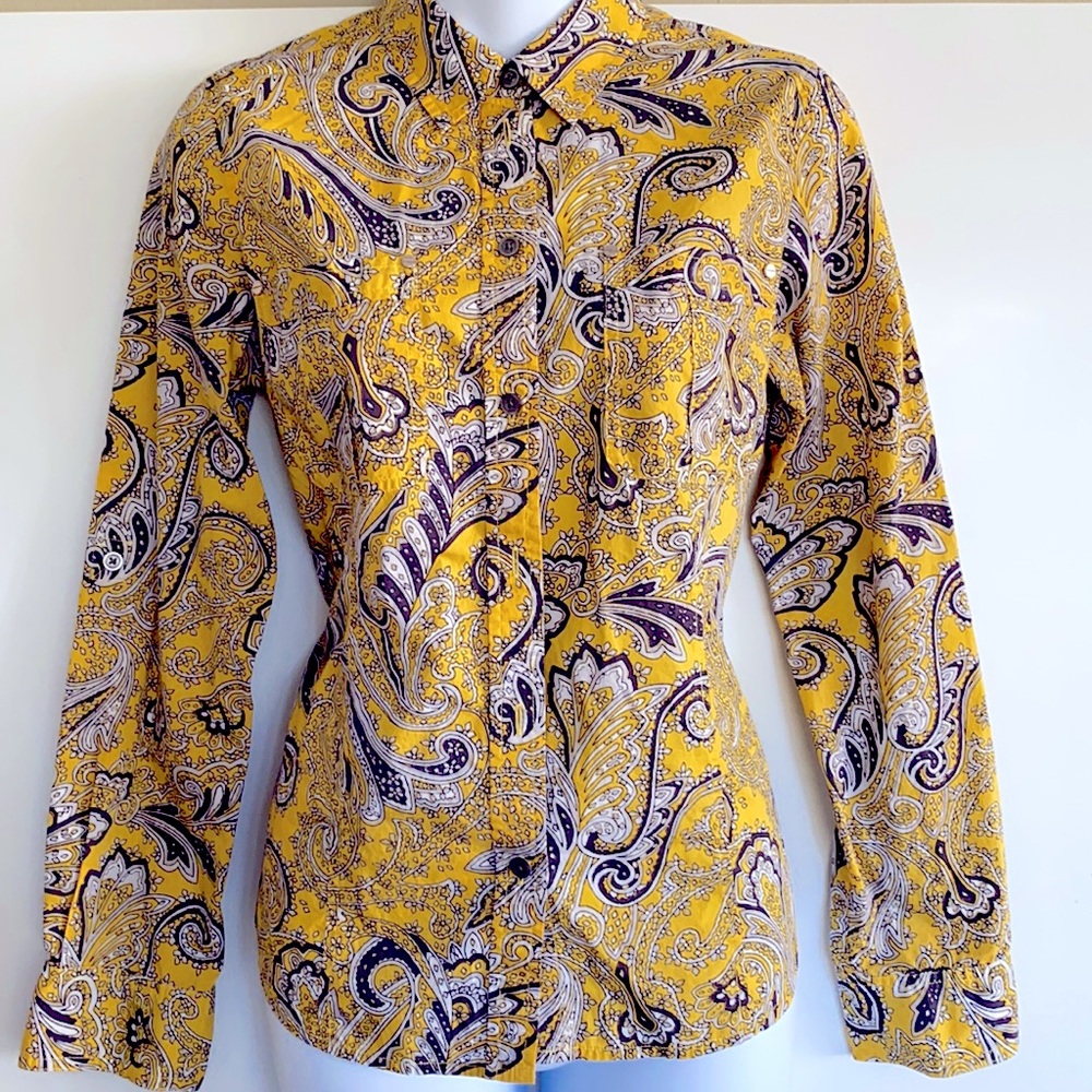 MICHAEL KORS PAISLEY LONG SLEEVE BLOUSE